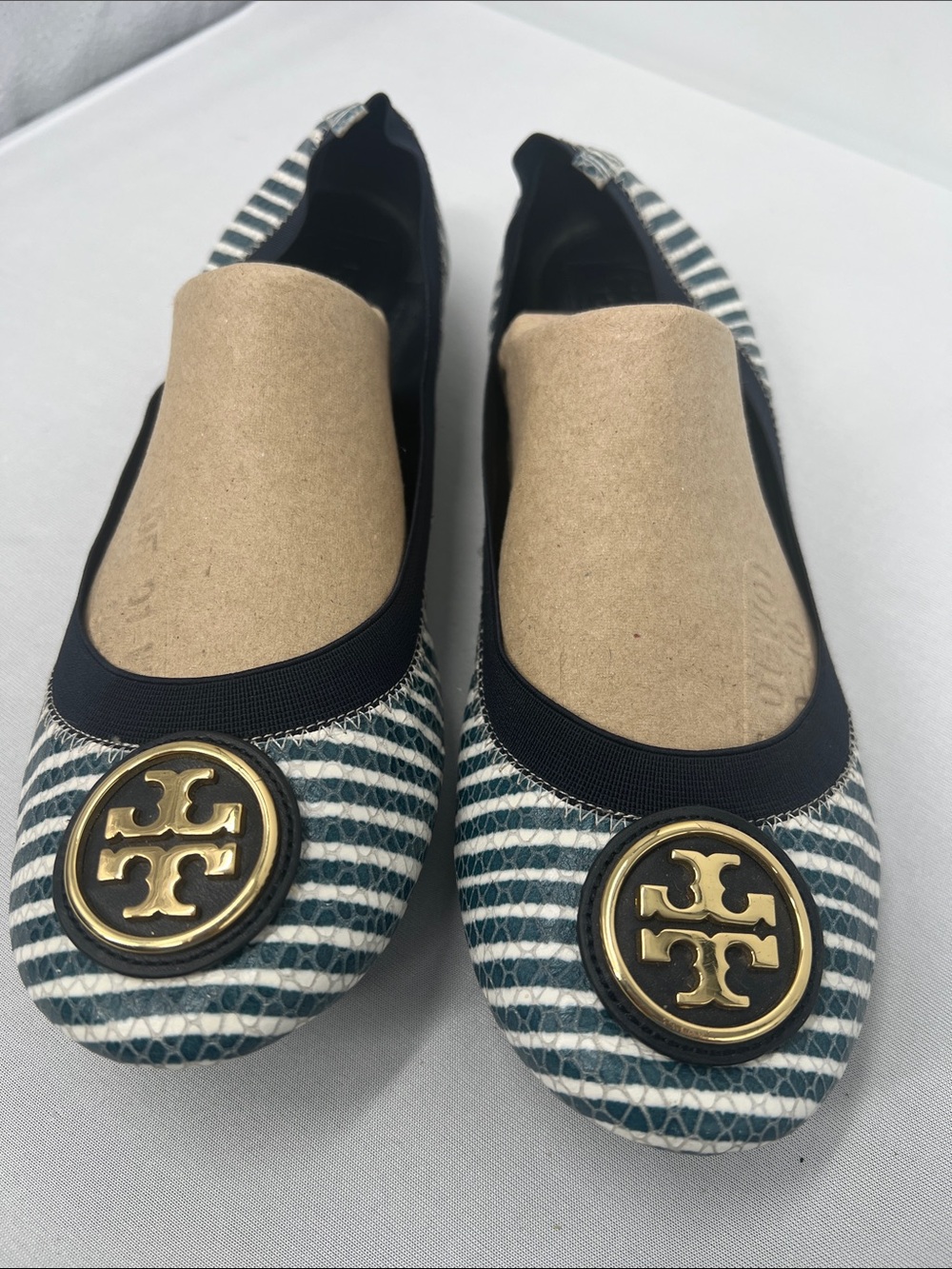 Tory Burch Caroline 2 Snake-Print Ballet Flats featuring